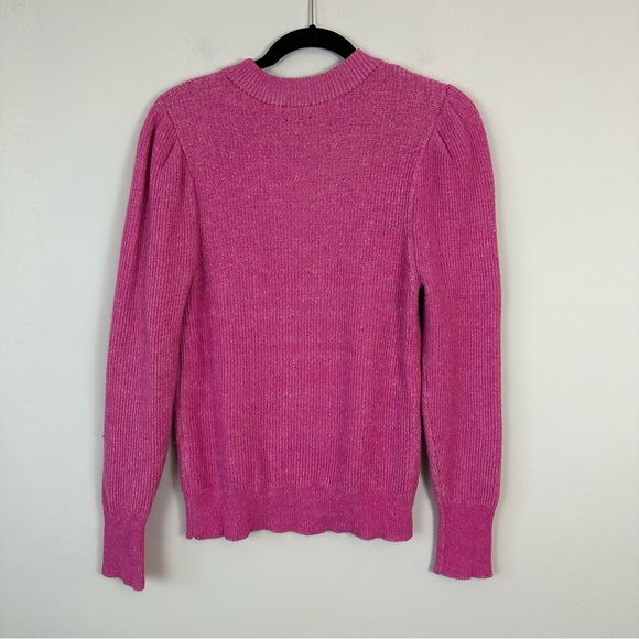 Free Press | Pink Puff Sleeve Crewneck Knit Sweater Size Medium - Picture 6 of 6